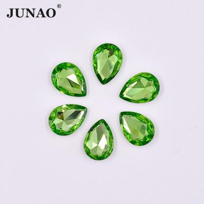 China Rhinestone Glass Rhinestone Light Green Crystal Pointback Diamond For Jewelry 6*8mm Drop Good Quality Wholesale from Pointback JUNAO for sale