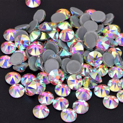 China Small Facet Flatback Big+8 SS 16 8 20 30 Crystal Glass Hotfix Rhinestone Hot Fix ab Crystal Stone Flatback Iron On Rhinestone For Dress for sale