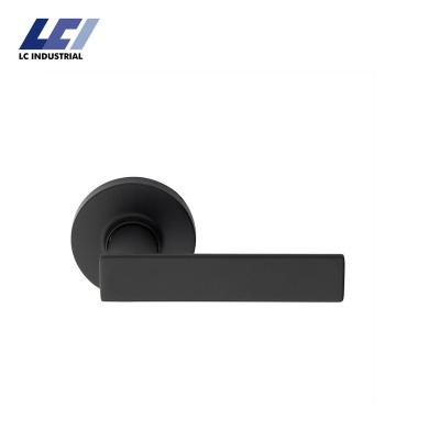 China 31-51mm Door Thickness Custom Design Rose Zine Alloy Door Handle Kitchen Door Lock Matt Black Tubular Key-in-Lever 70mm Round for sale