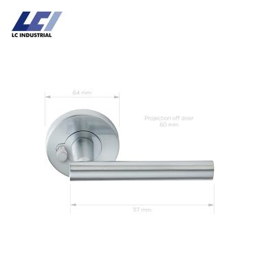 China 48-50mm door thickness door handle supplier high quality interior stainless steel tube bathroom door handle for sale