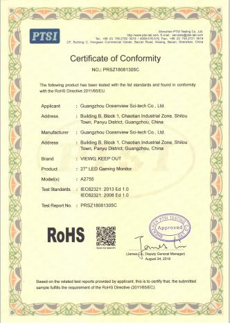 RoHS - ShenZhen ViewGreat Technology Co.,LTD