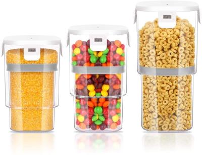 China Folding PET Cereal Storage Container Set Plastic Cereal Jar Kitchen Storage Box Airtight With Lid For Dry Food for sale