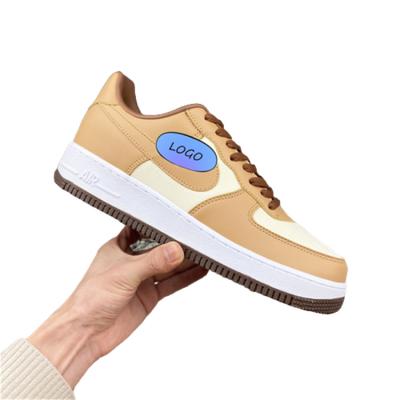 China Cushioning Flat Skateboard Shoes Custom 1 Step Shoes Brown Beige Retro Sport Shoes Fashion Basketball Sneakers for sale