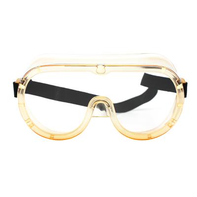 China Yellow Frame Logo Pcs Color Feature Lens Personal Clear Glass Anti Fog Safety Goggles Protective Gear for sale