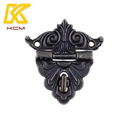 China Automatic Latch Decorative Jewelery Case Latch Furniture Hardware Box Latch Metal Furniture Lock Wooden Clasp for sale