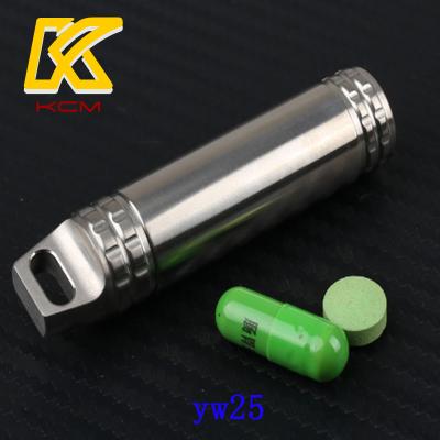 China Titanium Key Chain EDC Waterproof Rescue Pill Case First Aid Camping Bottle Pill Box Sealed Box for sale