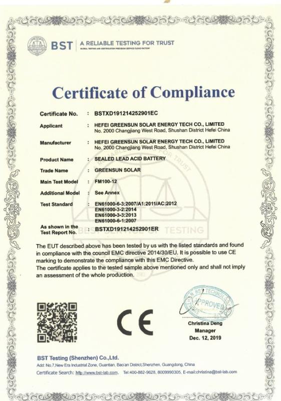 CE - Hefei Greensun Solar Energy Tech Co., Limited