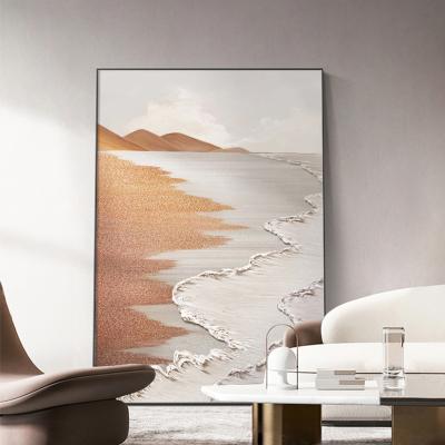 China Modern Entrance Lux Crystal Porcelain Painting Sea wave beach landscape for hotel decoration /living room painting/home bed room for sale