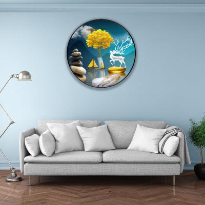 China Modern Landscape Round Picture Crystal Porcelain Painting For Home Decoration /living Room Painting Bed Room Painting Dinner Room for sale