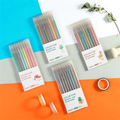 China Normal 9 Color Morandi Hand Count Pen Set 0.5mm Gel School Pens Pack For Diary Writing for sale