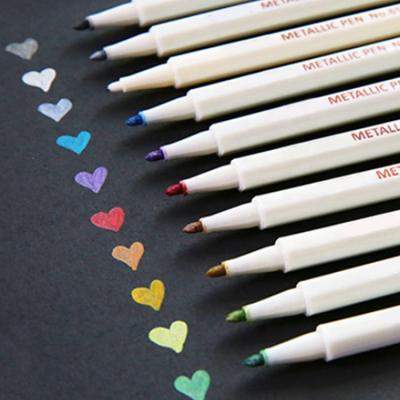 China 12 Colors Metallic Marker Pen Drawing Set DIY Scrapbooking Opens Card Making Brush Art Pen For Drawing for sale