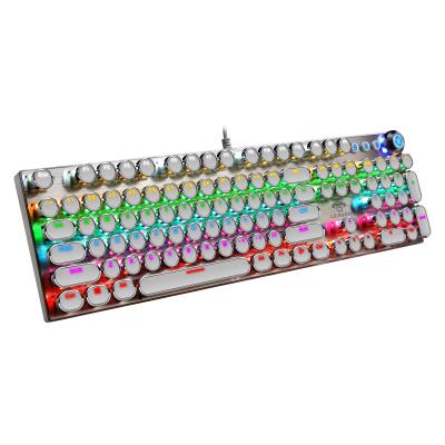 China Punk K990 Retro Button RGB Mechanical Midi Keyboard Green Axis Eating Chicken Gaming Keyboard for sale