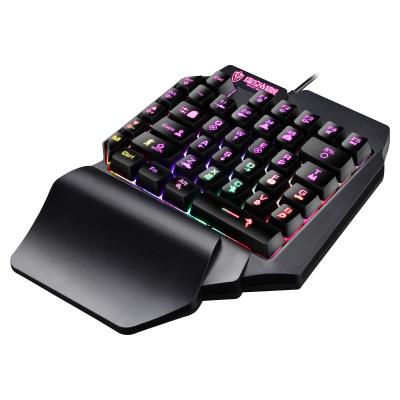 China RGB F6 Colorful Backlit One-hand Keyboard King Eating Chicken Game Manipulator Mini Wireless Keyboard for sale