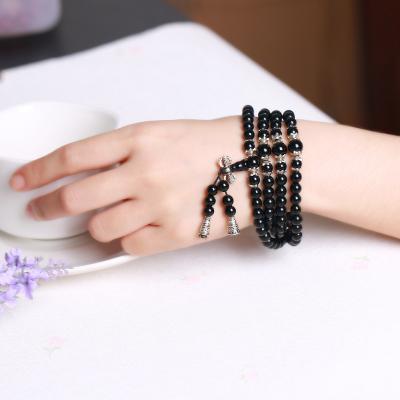 China Exquisite Hot Selling High Quality Black Agate Natural Gemstone Bracelet Bangle for sale