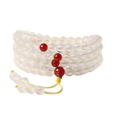 China Exquisite Natural White Crystal Multi-Circle Lettering Bead Bracelet with 108 Retro Craft Gifts for sale