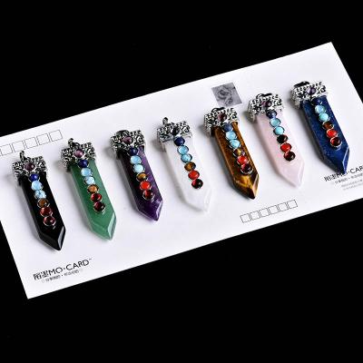 China Wholesale Natural Europe Crystal Pendant Seven Chakra Sword Necklace Couples Jewelry for sale