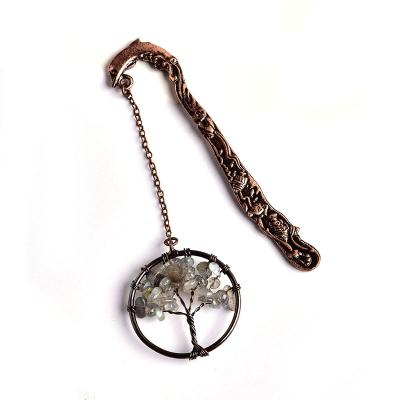 China Wholesale Crystal Bookmark Flash Stone Tree Europe Natural Retro Life Bookmark Student Supplies Literature Gift Bookmark for sale