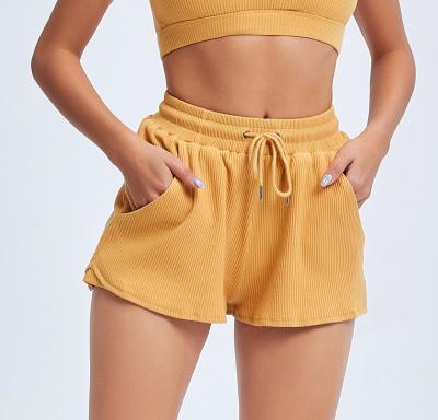 China Anti-Wrinkle Anti-Wrinkle 2022 Summer Booty Running Shorts Custom Design Elastic Waist Women Corduroy Shorts for sale