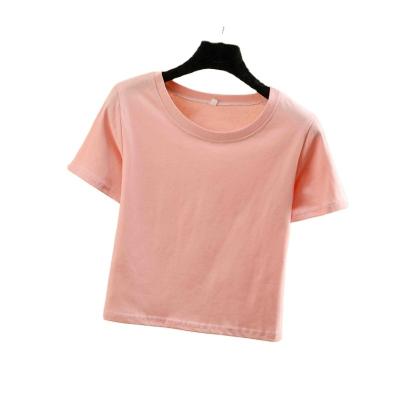 China 2022 Custom Made Crop Tops Simple Design Cotton Plain Plain Crew Neck White Tops For Women for sale