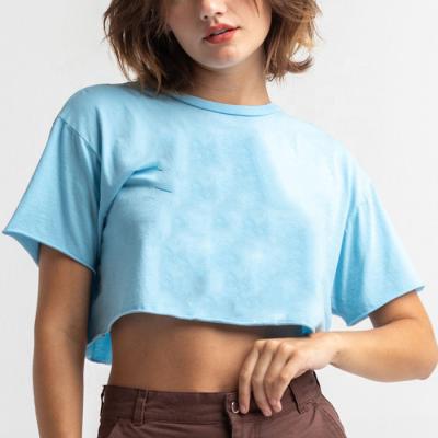 China High Quality 100% Cotton T-shirt Anti Wrinkle Custom Anti Wrinkle Screen Printing Women Cut And Sew Crop Top Tee for sale