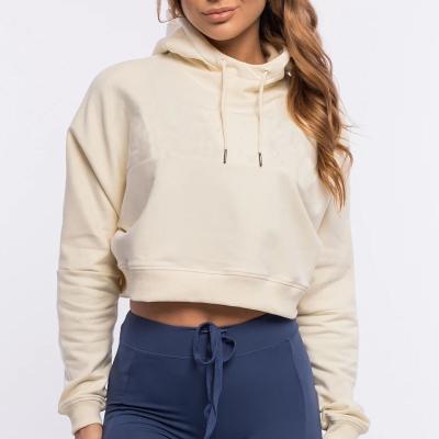 China Beige Anti Wrinkle Anti Wrinkle Women Oversized Hoodies Grow Gym Sports Wear Top Street No Pocket Hoodie for sale