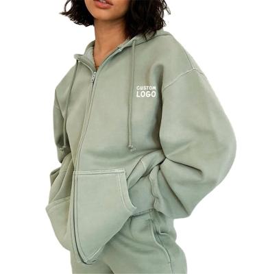 China Wholesale Custom Anti-Wrinkle Heavy Thick Logo Women Zipper Soft Fleece Hoodies for sale