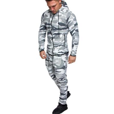 China Men's Casual Jogger Tracksuit Camouflage Fashion Sportswear Mens Teams QUICK DRY 2 Pieces Set Sweat Suit Set Hoodies And Zipper Pants for sale