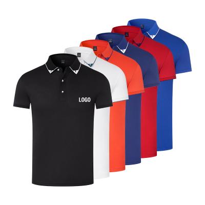 China Custom Logo Cotton Polo Shirt Compact Golf Anti-Wrinkle Supermarket Uniforms Mercerized Plain Plain Black T-Shirt For Men for sale