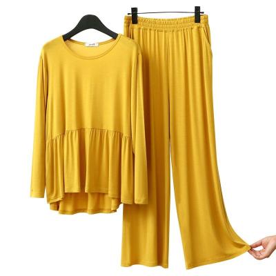 China Long Designer Stitching Modal Quick Dry Quick Dry Pajamas Women's Loungewear Loungewear Sets Two Piece Sleepwear for sale