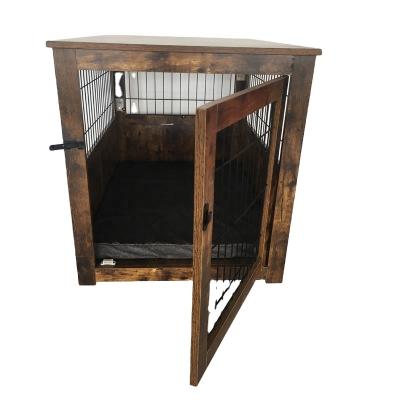 China Sustainable Wooden Dog Crate End Table Furniture With Removable Tray for sale