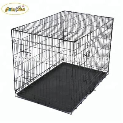 China Sustainable Metal Dog Travel Crate Stainless Steel Dog Crate With Plastic Tray for sale