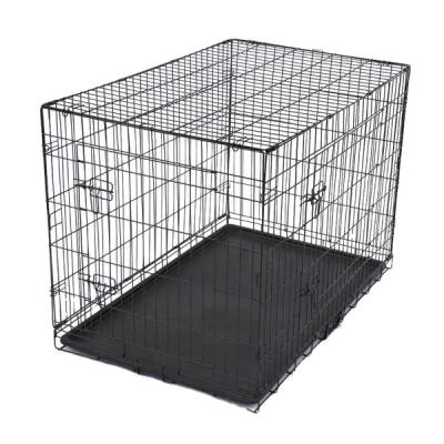 China Durable Indoor Folding Black Pet Crate Metal Dog Cage For Animal for sale