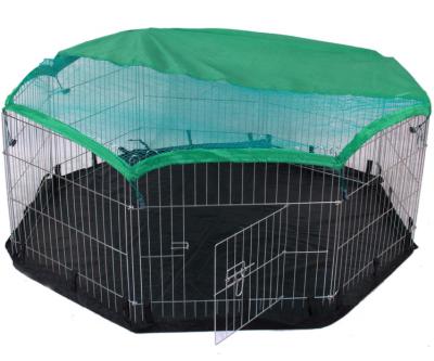 China Outdoor Windproof Metal Pet Playpen Rabbit Cage With Black Base And Cover for sale