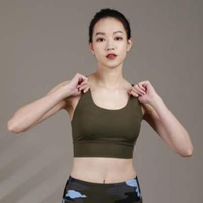 China Best Breathable Selling High Quality Fast Shipping Running Cross Strap Olive Sports Bra Yoga Tank Top Breathable Bra Tops for sale