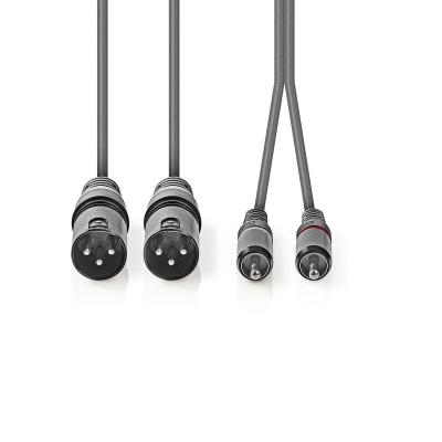 China Dual XLR Male To RCA Male Cable , Phono Plug HiFi Stereo Audio Xlr Mic Cord for sale