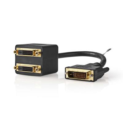 China Male To Female DVI Splitter Cable , DVI-D To 2x DVI-D Digital Video Monitor Cable for sale