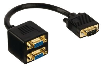 China Screen Duplication VGA Y Splitter Cable , Digital Monitor Cable 1 Male To 2 Female for sale