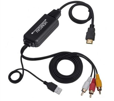 China HDMI To RCA AV Converter Cable With USB Power Supply For Multimedia Use for sale