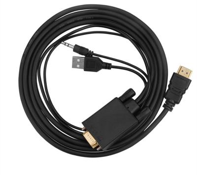 China VGA To HDMI Converter Male To Male Connector With USB Power And Audio Cable for sale