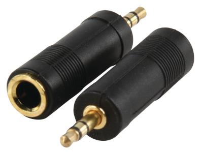 China Nickel / Gold Plated Male To Female Adapter 3.5mm Stereo Plug To 6.35mm Stereo Socket for sale