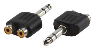 China 6.35 Mm Male To Mono To Stereo Adapter 2x RCA Female Phono Sockets Video Splitter for sale