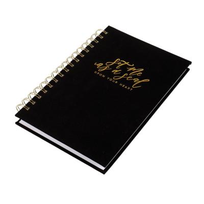 China 140*210mm Organizer Planner Book A5 Gold Wire 120GSM Fabric Cover Diary Coils Binding for sale