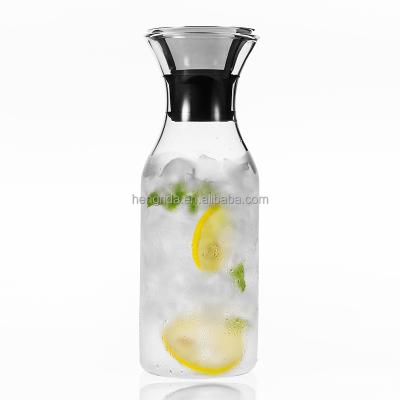 China WITH LID 1000ml Borosilicate Glass Carafe With Stainless Steel Lid Glass Bottle Drinkware for sale