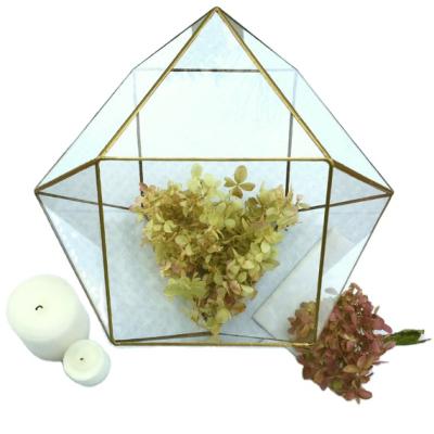 China Mounting wrap eco-friendly wedding for geometric mini greenhouse glass greenhouse deco copper rectangle for sale