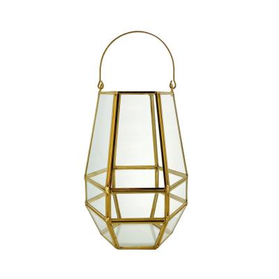 China CLASSIC Copper Gloden Geometry Mini Glass Greenhouses for Wedding Centerpiece Hanging Dome Decoration or Candle Holder for sale