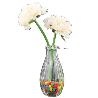 China Eco-friendy Flower Vase With Stripe Bottle Gold Wedding Vases Clear Around Modern Floor Glass Home Decoration Chinese New Year for sale