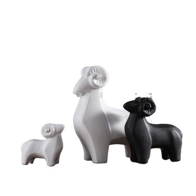 China Two traditional color ceramic animal status sheep for home decoration for sale