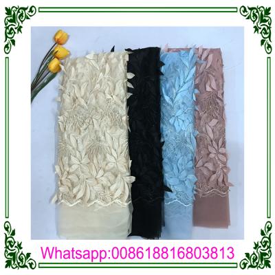 China Viable Hot Sale 3D Flowers Lace Fabric Tulle Lace French Lace For Wedding Dress Making for sale