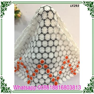 China New type of jacquard cord lace with 3D flowers lace up pure white lace for sale