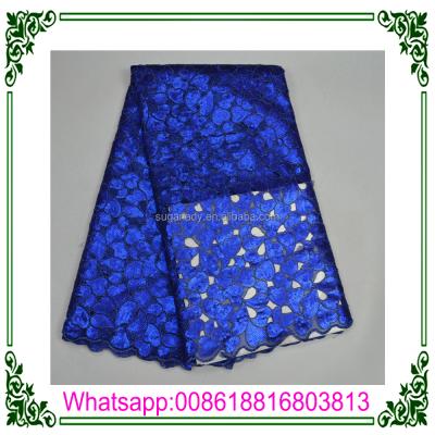 China 2017 new jacquard organza lace african wedding lace fabric personalized organza lace in royal blue for sale